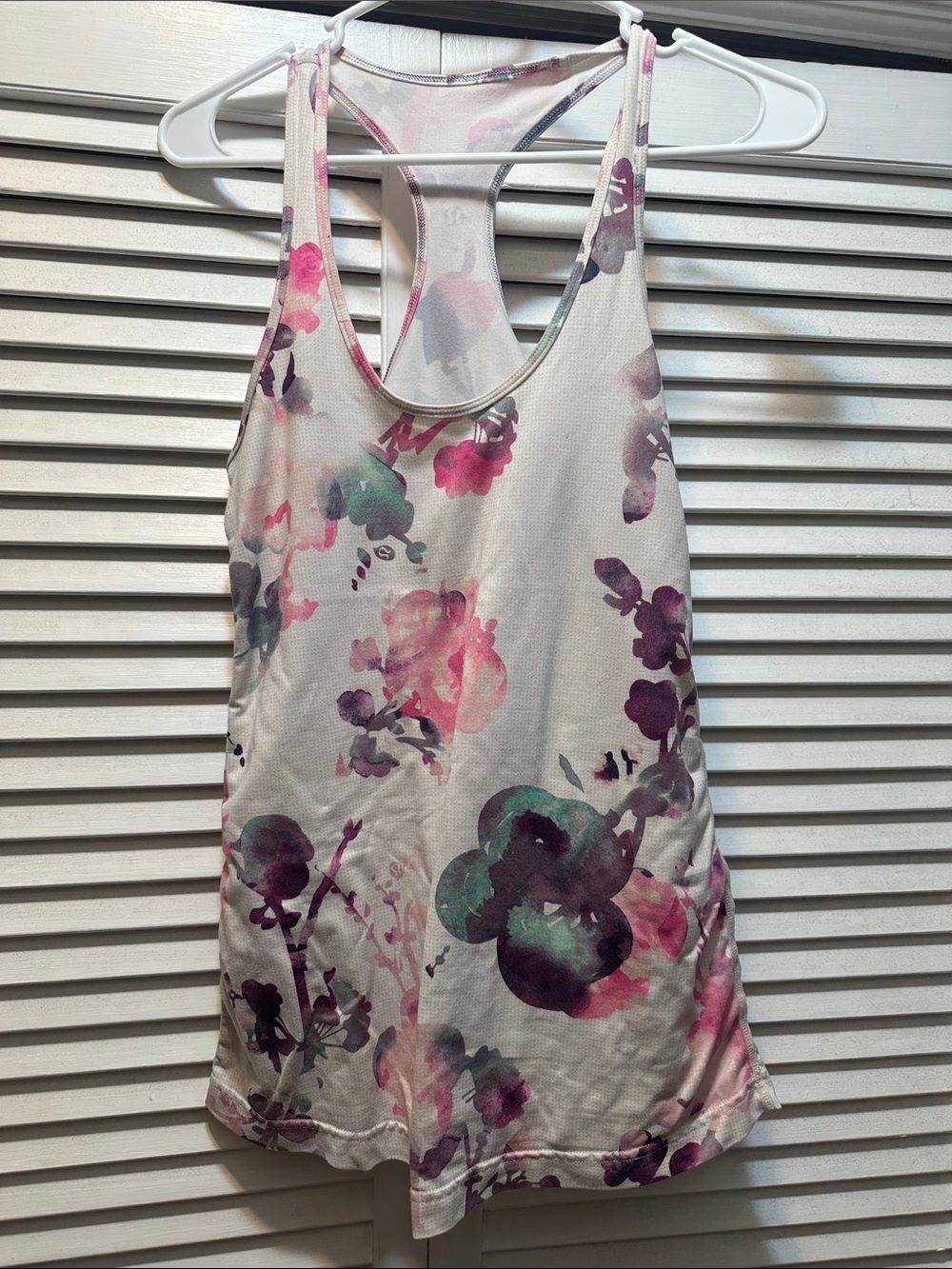lululemon athletica Floral Racerback Tank - Pink, Purple & Teal on White